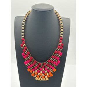 Retro Mark by Avon Weave It To Me Bib Necklace Pink Orange Gold